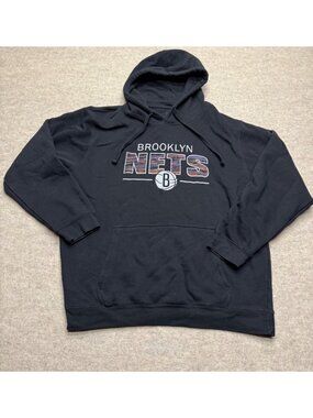 FISLL Brooklyn Nets NBA Black Sweatshirt Hoodie Men's Large